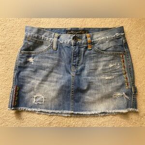 lucky legend embroidered jean skirt